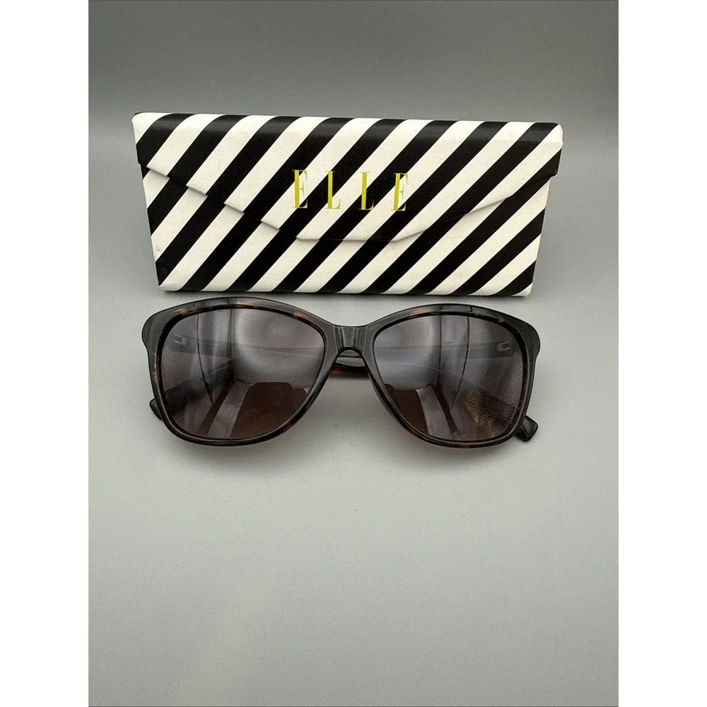 ELLE AUTHENTIC WOMEN'S TORTOISE OVERSIZED SUNGLASSES-POLARIZED BROWN LENS W/CASE